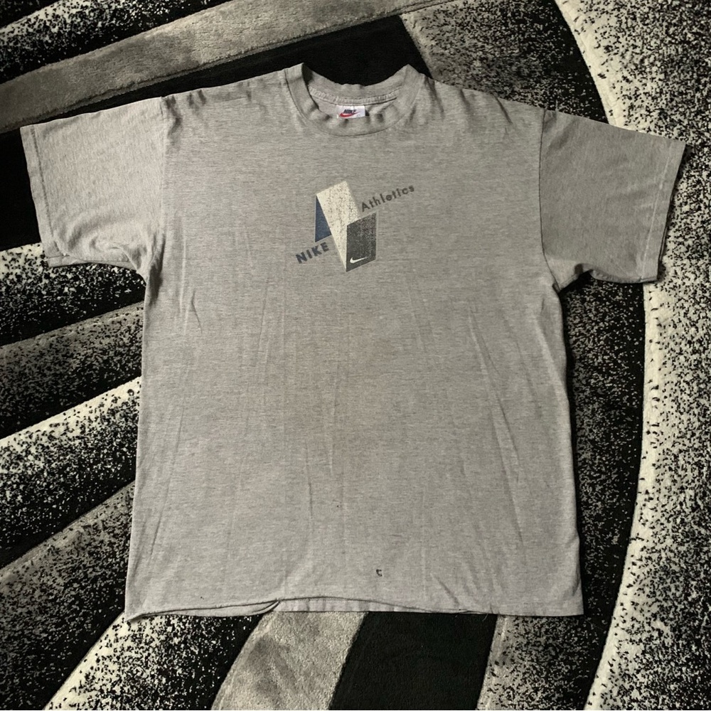 Vtg 90s Nike Athletics Grey Distressed Grey Tshirt